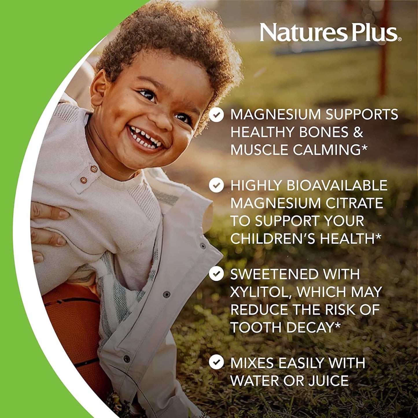 NaturesPlus Animal Parade MagKidz Children’s Magnesium Supplement - Natural Cherry Flavour, Teeth, Bones and Muscle Support for Children's Health - Gluten Free, Vegan - 171 g Powder