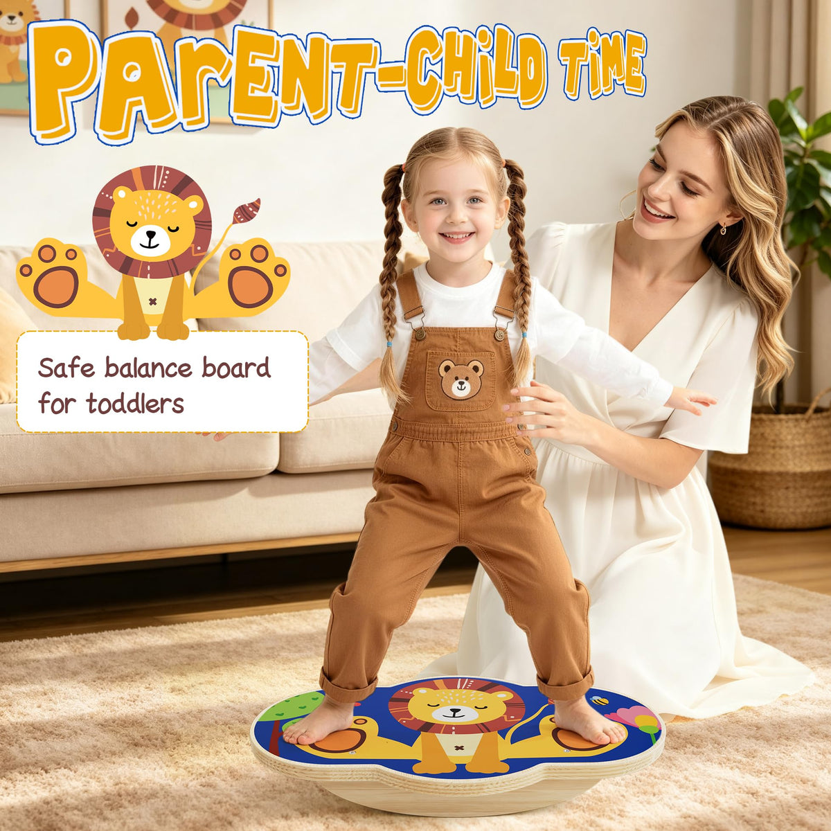 Kids Wooden Wobble Balance Board,Rocker Balance Toy for 3+,Indoor/Outdoor
