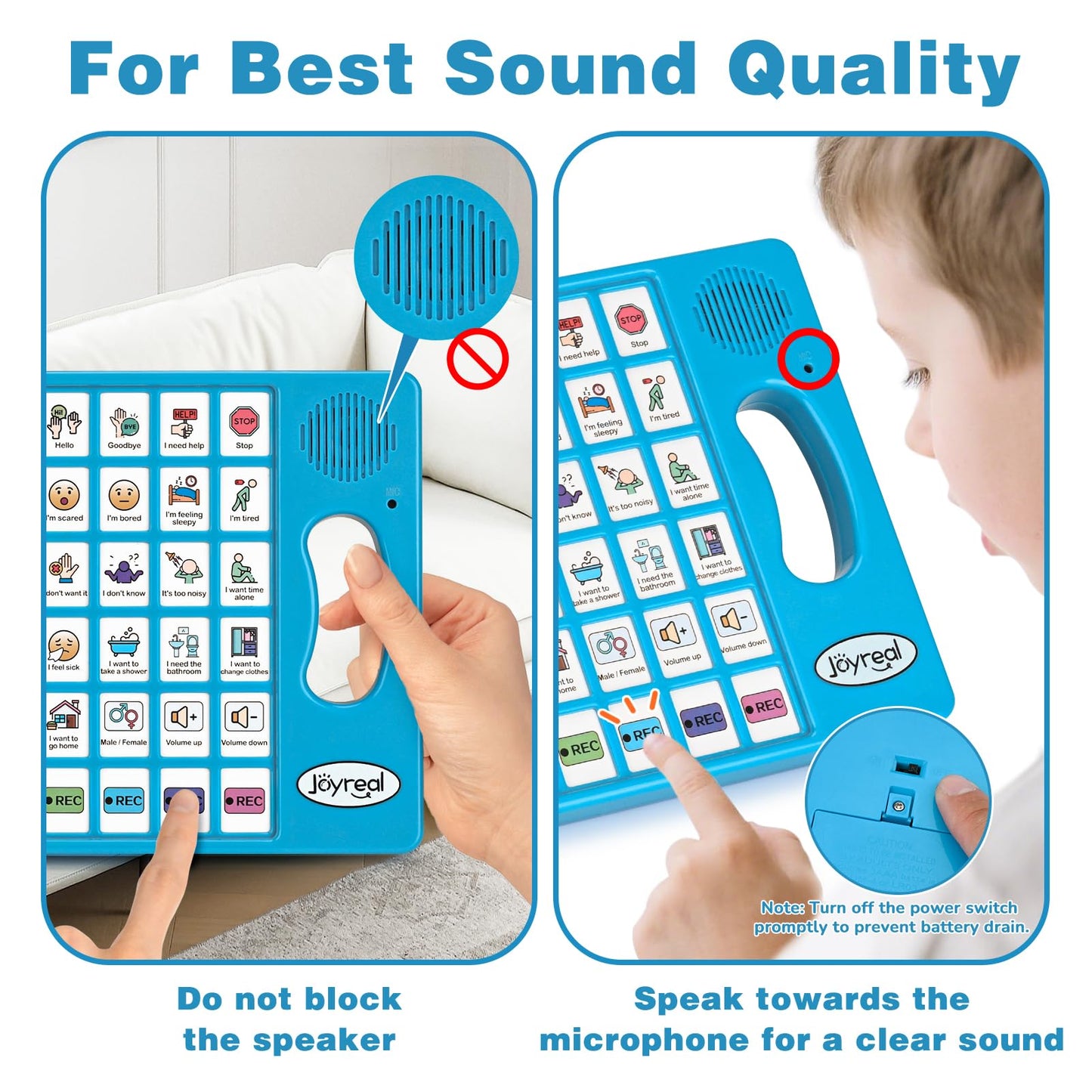 Joyreal AAC Device for Autism, Non Verbal Communication Tools for Speech Therapy & Stroke Rehab. Augmentative Alternative Communication Tablet, Autism Talking Aids with 8 Programmable Buttons