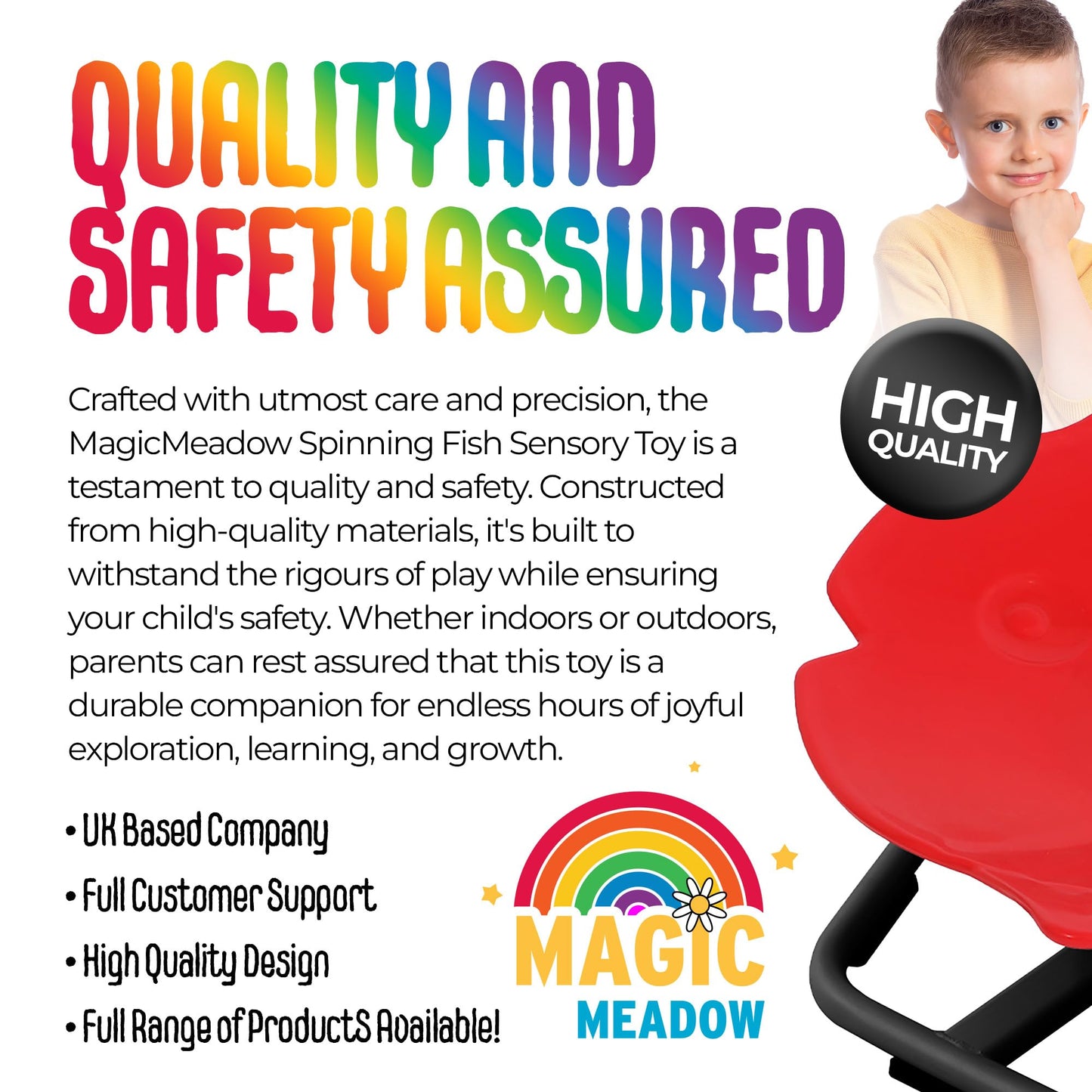 MagicMeadow Sensory Spinning Chair for Autism - Fish Therapeutic Swivel Seat for Autism & ADHD Chair - Calming Spinny for Children’s Support - Non-slip Sit and Spin Sensory Spinning Seat