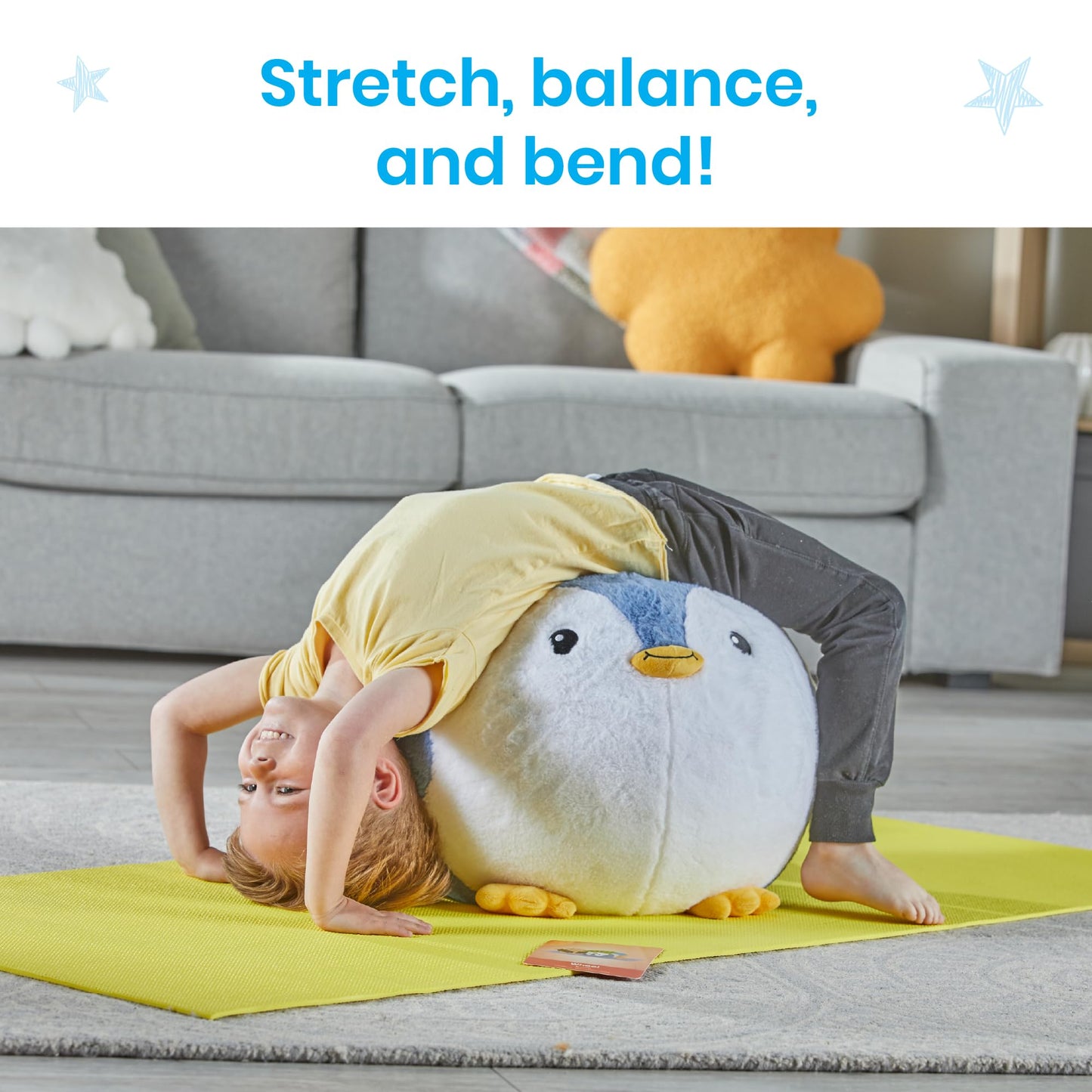 hand2mind Penguin BubblePlush Yoga Ball Buddy, Yoga for Kids, Calming Corner for Elementary Students, Kids Exercise Equipment, Active Play for Ages 3 and Up