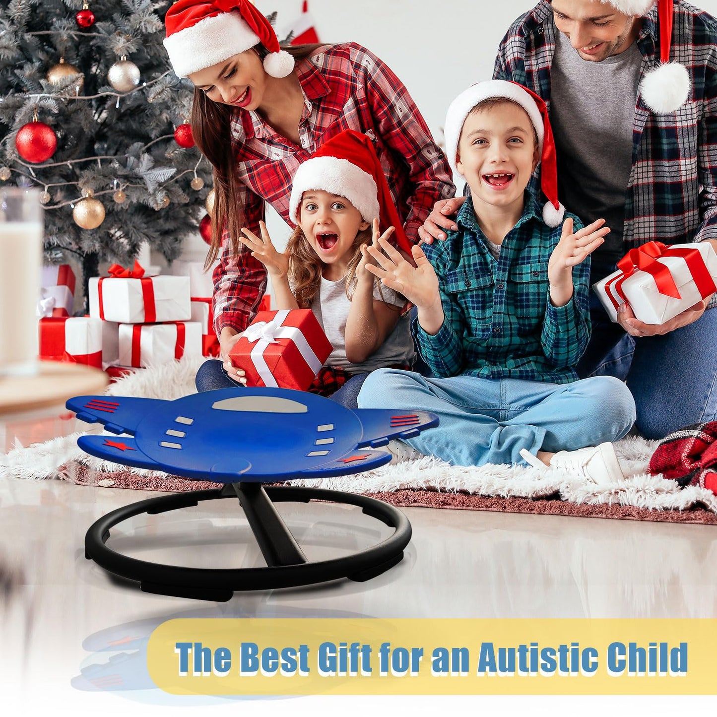 Sensory Spinning Chair for Kids,Autistic Childs Swivel Chair,Sit and Spin Toy,Training Body Coordination,Metal Base Non-Slip Indoor and Outdoor Activity Spins Toys,Ages 3-12 (blue)