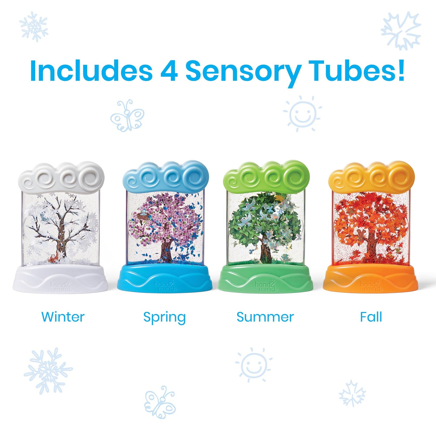 Learning Resources Changing Seasons Sensory Tubes, Sensory Fidget Tubes, Ages 3+, Learning Weather for Kids, Anxiety Calming Tools, Stress Relief Toys, Calm Down Corner Supplies