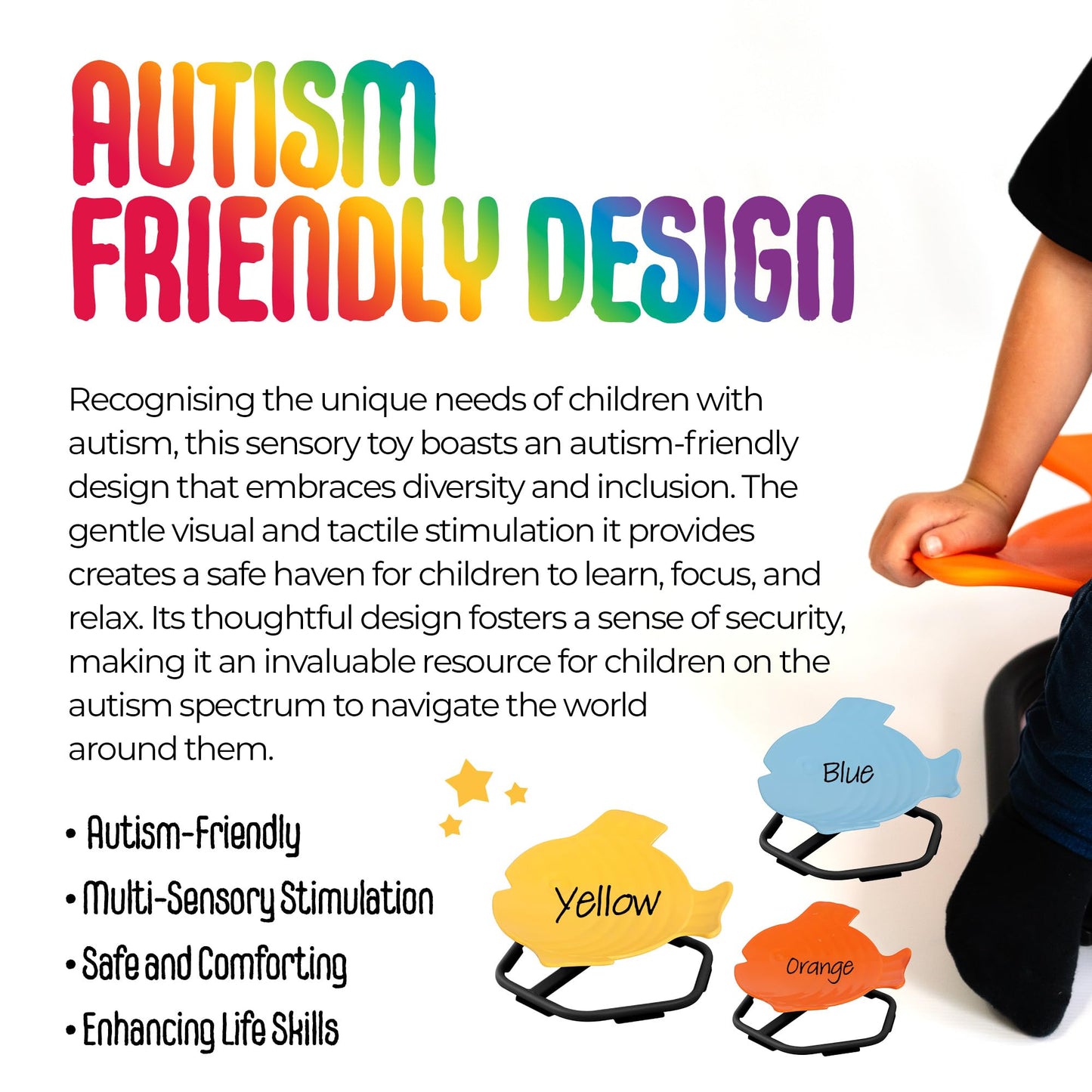MagicMeadow Sensory Spinning Chair for Autism - Fish Therapeutic Swivel Seat for Autism & ADHD Chair - Calming Spinny for Children’s Support - Non-slip Sit and Spin Sensory Spinning Seat