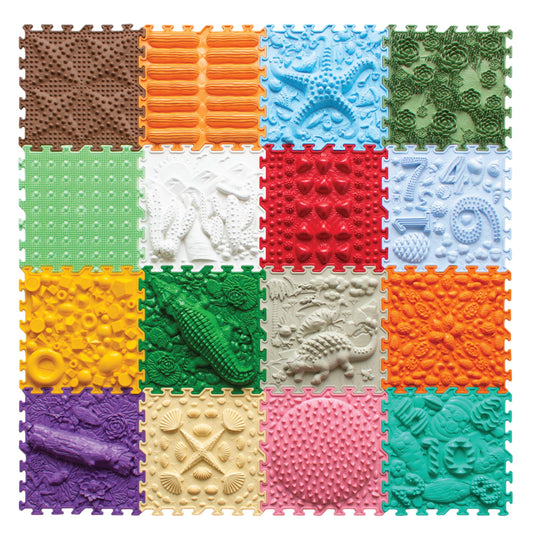 ORTO NATURE 16-Piece Sensory Massage Puzzle Play Mat – Interlocking Orthopedic Floor Tiles & Textured