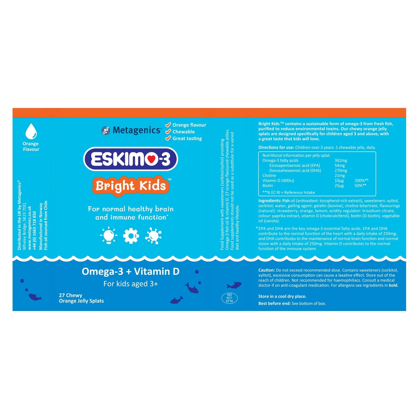 Eskimo-3 Bright Kids Fish Oil by Metagenics - Jelly Splats, 27 Servings
