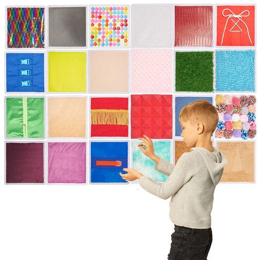 Sensory Wall Panels | Sensory Floor Tiles for Kids | Sensory Materials | Sensory Textures for Sensory Needs | Tactile Sensory Toys | Sensory Mats for Autistic Children | Sensory Square | 24pcs
