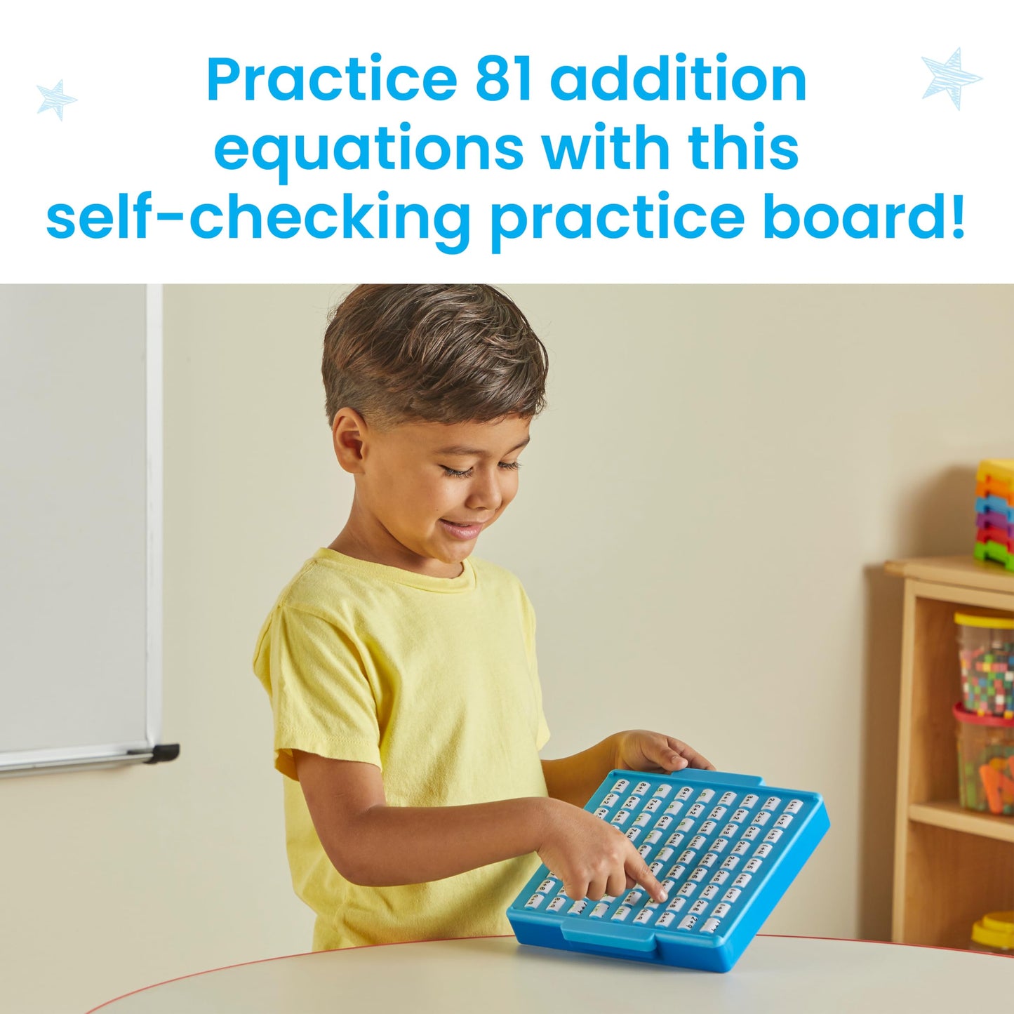 Learning Resources Addition Practice Board, Ages 3+, Learn Addition, Self-Checking Activity Board for Independent Learning, Solve 81 Maths Problems