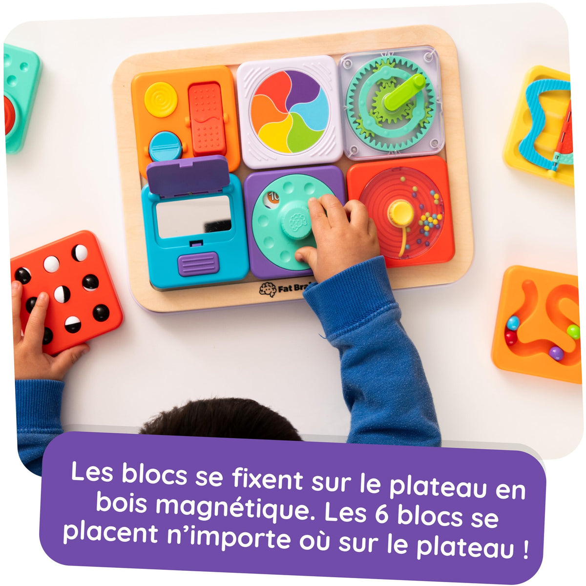 Fat Brain Toys PlayTab Essential Set, Magnetic Sensory Activity Board, Motor Skills, On-the-Go Play, Toddler Educational Toy, Textures and Gears for Ages 12 Months and Up