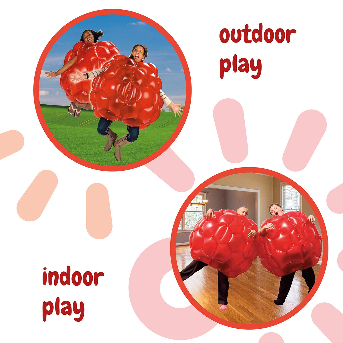 Eduk8 Inflatable Belly Bump Balls - 8 to Adult Size Zorbs 92 cm, Set Of 2 Fun In & Outdoor Garden Activity Game Football (Adult)