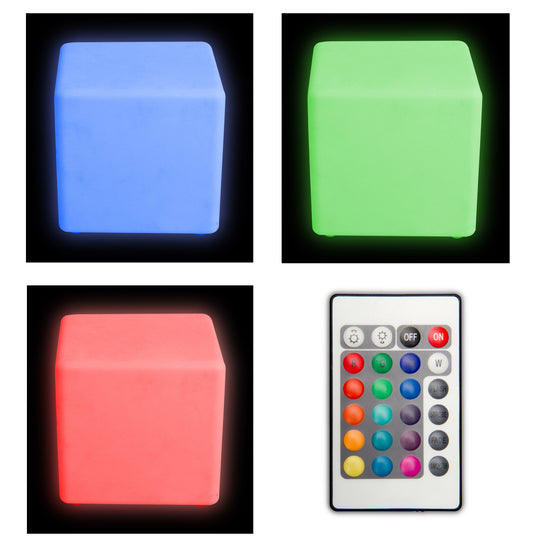 Playlearn 40cm Glow Cube Chair Seat with Remote- Outdoor Garden Lights LED Floating