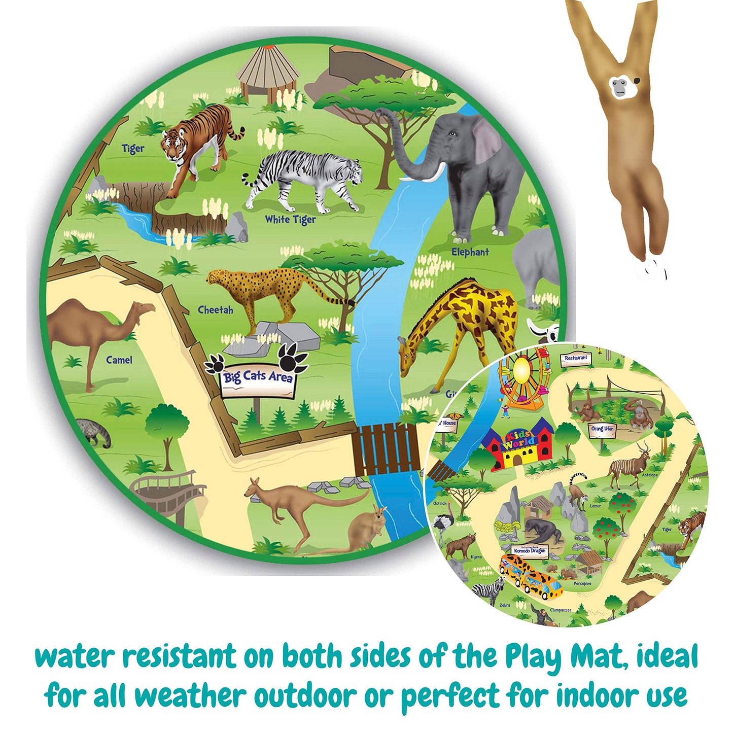 EDUK8 Worldwide Limited Children's Padded Play Mat - Wipe Clean & Water Resistant for Use Indoors & Outdoors, 120 x 100 cm, Great for Education & Play (120 x 200 cm, Zoo)