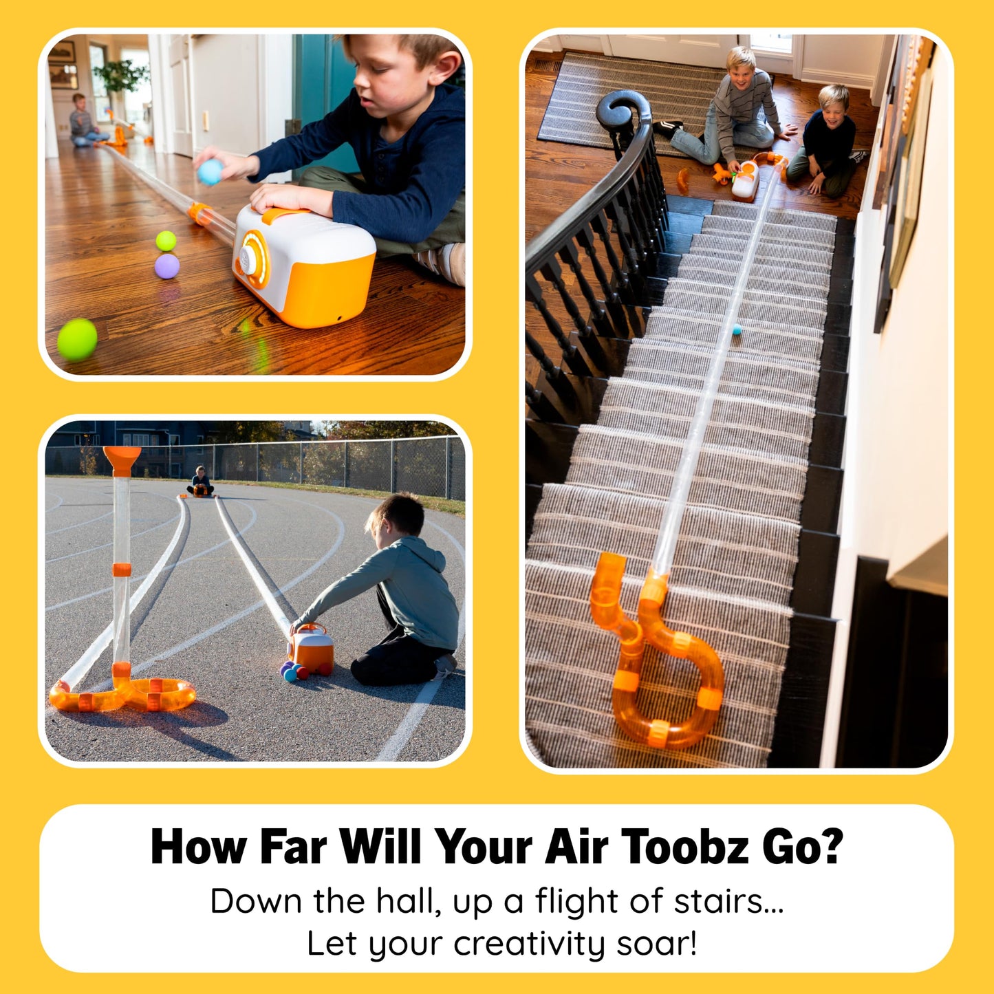 Fat Brain Toys Air Toobz Mega Run 100ft Tube Air System Extension Kit with 6 Connectors and 6 Locks Compatible Air Toobz and Accessories, Creative STEM Building Set from 3 Years