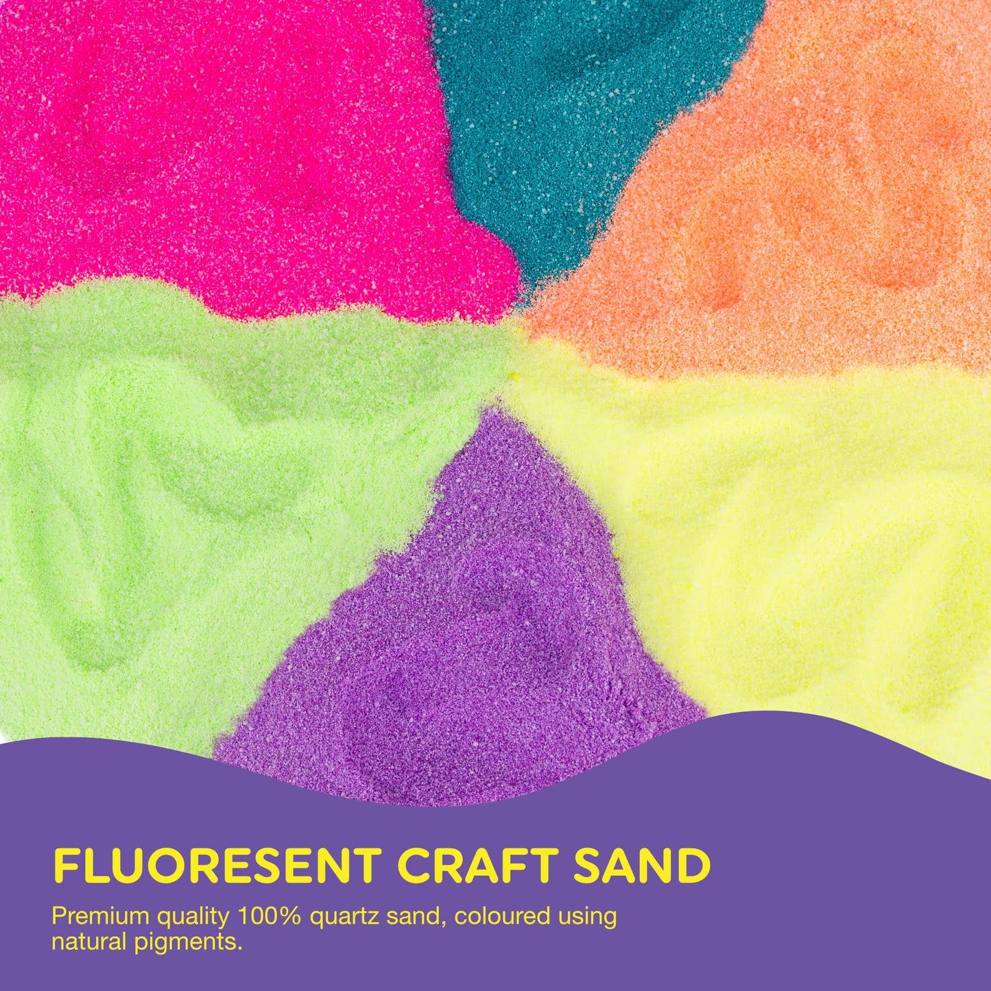 Rainbow Eco Play - Fluorescent Coloured Sand Shakers - 6x220g - Play Sand for Kids - Art Kits - Childrens Craft Sand Shakers - Clean, Fun & Safe
