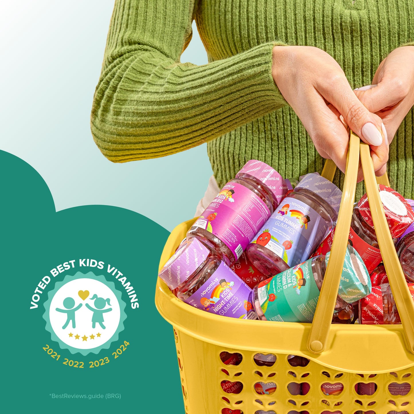 Calcium Gummies for Kids - 160mg Vegetarian Calcium Supplement Infused with Vitamin D & K2 - Healthy Bones & Teeth - 1 Month Supply - Alternative to Tablets - Novomins