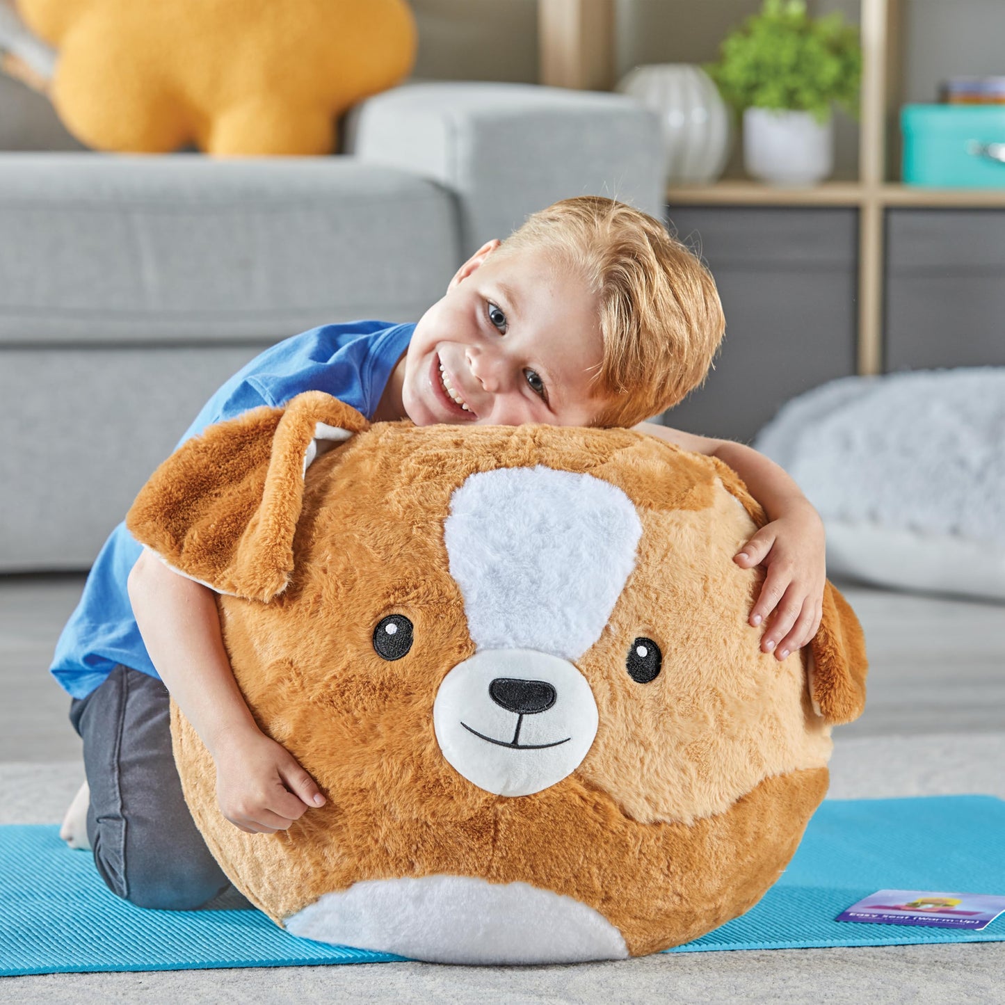 hand2mind Puppy BubblePlush Yoga Ball Buddy, Yoga for Kids, Calming Corner for Elementary Students, Kids Exercise Equipment, Active Play for Ages 3 and Up