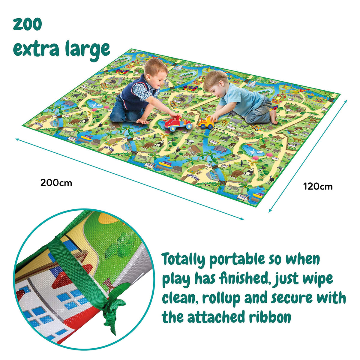 EDUK8 Worldwide Limited Children's Padded Play Mat - Wipe Clean & Water Resistant for Use Indoors & Outdoors, 120 x 100 cm, Great for Education & Play (120 x 200 cm, Zoo)