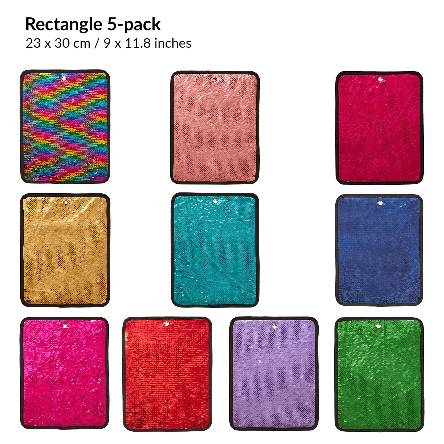 ODOXIA Sequin Fabric Mats | Sensory Wall | Reversible Flip Sequin Fabric | Sensory Tiles for Kids | 10-Pack Mats (Rectangle)